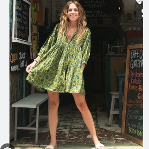 Natural Life Aimee Tunic Dress - Blue Green Floral Size M